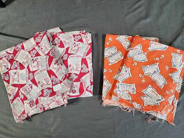 Group of 4 Vintage Full Calendar and Zodiac Themed Printed Feedsacks (1 of 10)