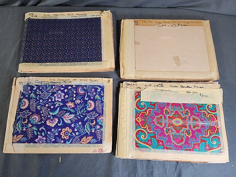 4 Antique Textile Swatch Books - Silk, Cotton (1 of 20)