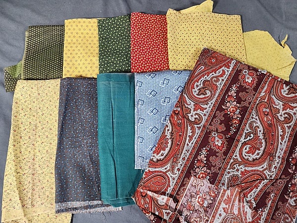 Group of Antique Printed Fabric - Yellow and Green (1 of 20)