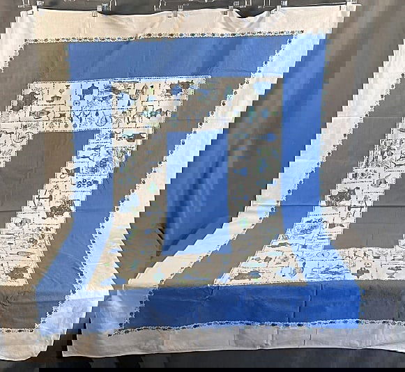 Vintage Blue & White Tablecloth (1 of 5)