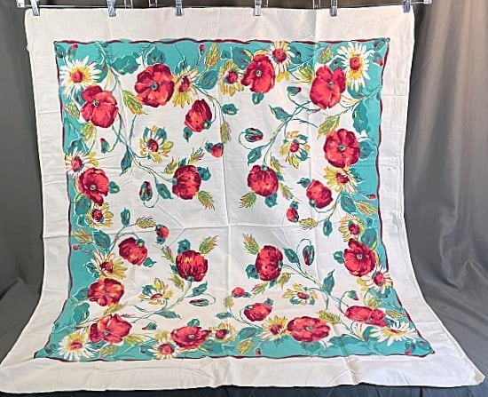 Vintage Printed Tablecloth - Poppies (1 of 10)