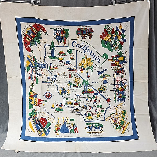 Vintage Souvenir Printed Tablecloth - California (1 of 9)