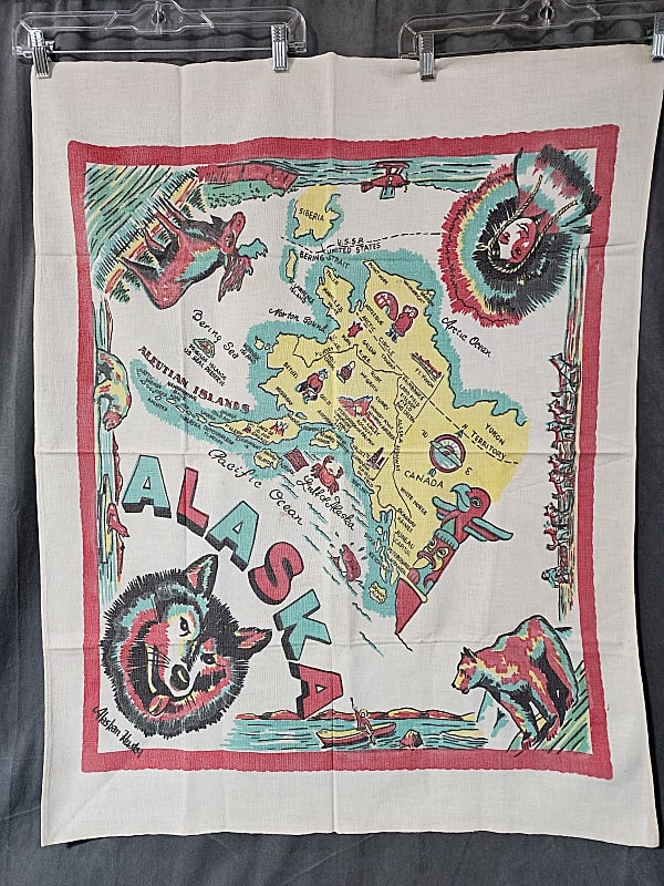 Vintage Souvenir Printed Tablecloth - Alaska (1 of 6)