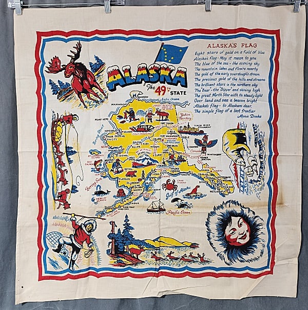 Vintage Souvenir Printed Tablecloth - Alaska (1 of 7)