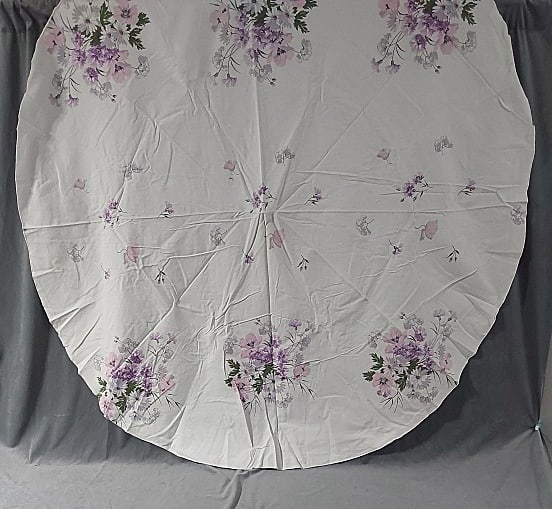 Vintage Printed Tablecloth - Purple Flowers (1 of 4)