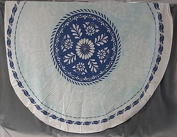 Vintage Printed Round Tablecloth - Blues (1 of 7)