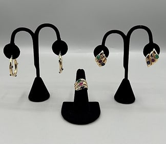 14K Earrings and Rings- Ruby, Emerald, Sapphire and More