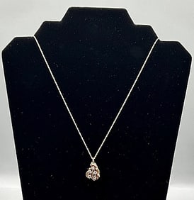 Vintage c1970 14K Necklace and Nugget Style Diamond Pendant