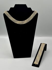 Italian Made Articulated 14K Gold Necklace and Bracelet