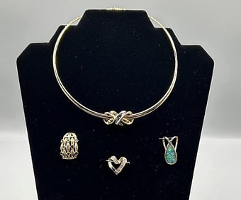 14K Gold Slide Necklace and 4 Gold Slide Pendants