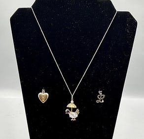 14K Gold Chain and 3 Gold Pendants