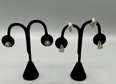 2 Pairs of Gold and Diamond Accented Earrings and More