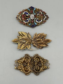 3 Gold Tone Vintage Belt Buckles