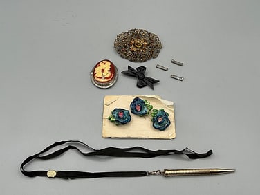 Group of Vintage Brooches and More