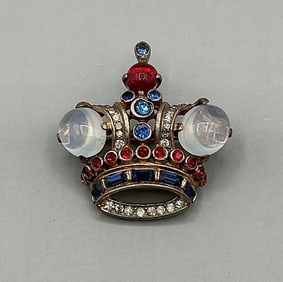 Vintage c1940 Rare Trifari Crown Brooch by Alfred Philippe