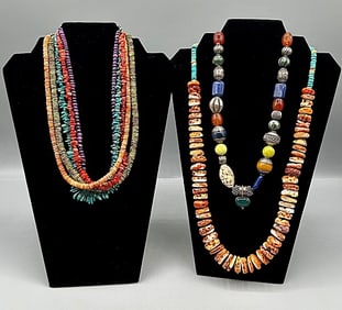 3 Semi Precious Stone and Shell Necklaces