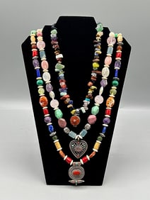 3 Semi Precious Stone and Sterling Necklaces