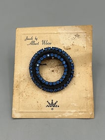 Vintage Carded Rhinestone Circle Brooch by Weiss