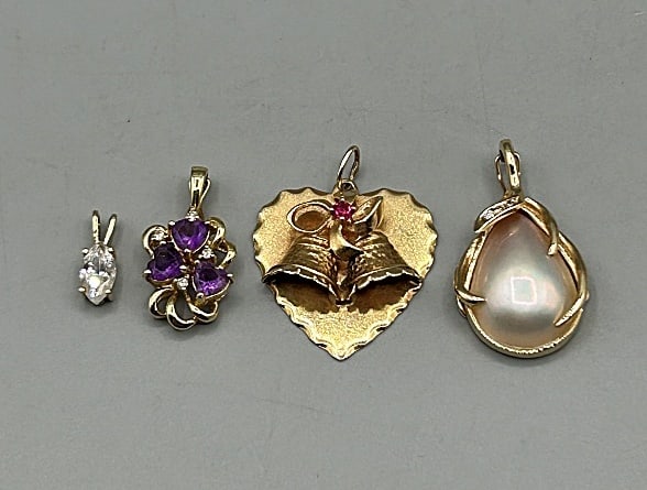 4 14k Pendants-Pearl, Amethyst, and More (1 of 13)