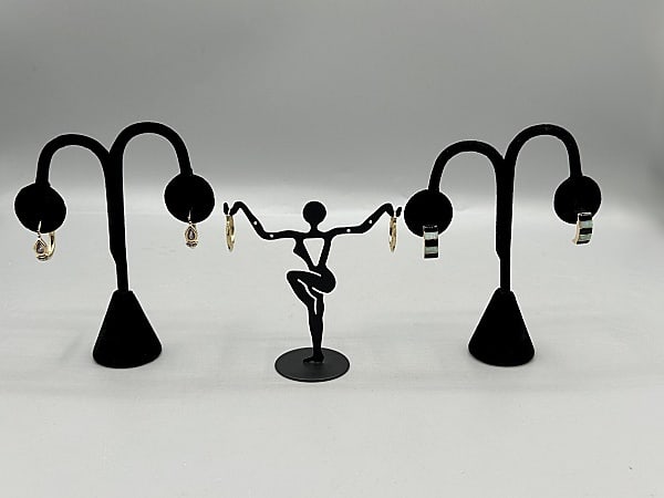 3 Pairs of 14k Gold earrings- Onyx, Opal, and More (1 of 17)