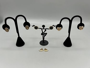 3 Pairs of 14k Gold Earrings- Italian Made and More