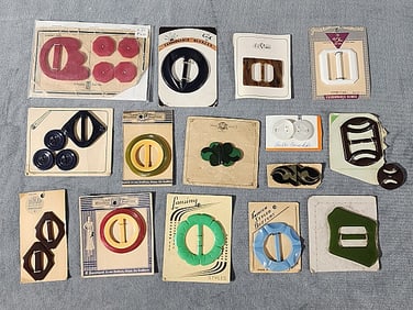 15 Vintage Carded Belt Buckles and More