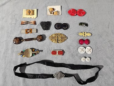 17 Vintage Art Deco Belt Buckles