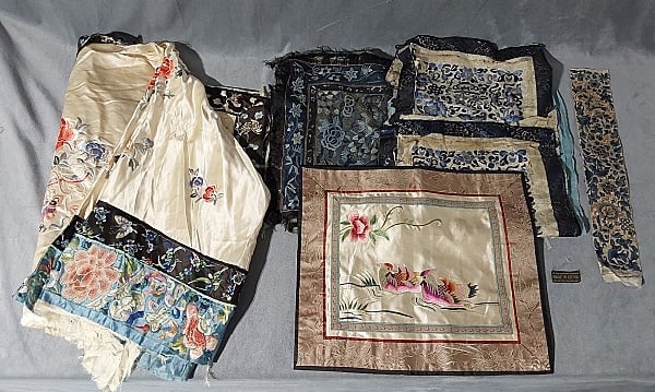 Group of Antique Chinese Embroidery Fragments and More (1 of 18)