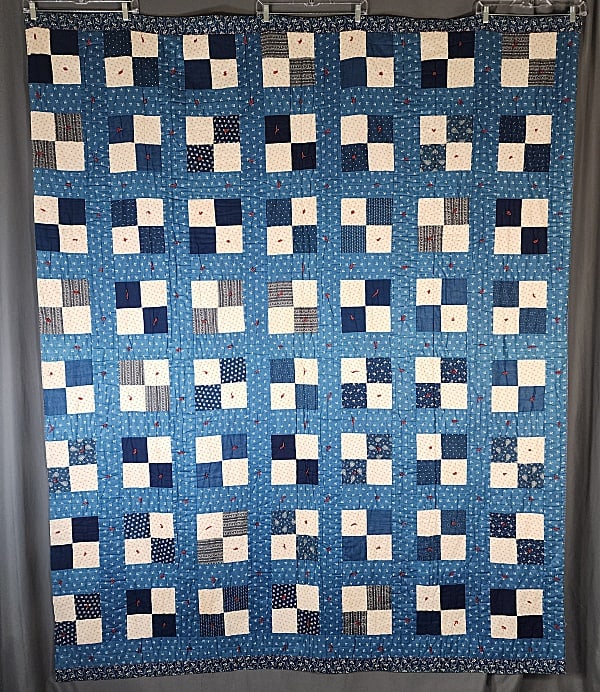 Antique c1900 4 Patch Comfort Quilt (1 of 7)