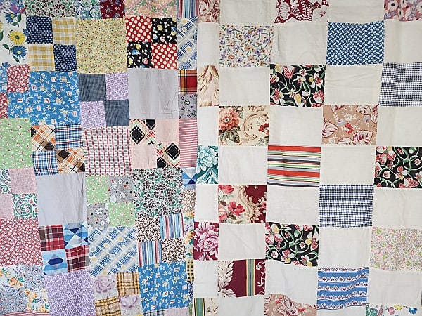 2 Vintage c1940 Quilt Tops - 4 Patch, 1 Patch (1 of 17)