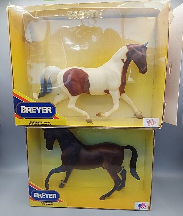 Breyer Misty's Twilight #470 & Vandergelder #900: Breyer Misty's Twilight #470 & Vandergelder Dutch Warmblood #900. Traditional Breyer horses in original finish. Vandergelder is in the Roemer mold. In very good condition, never removed from original 
