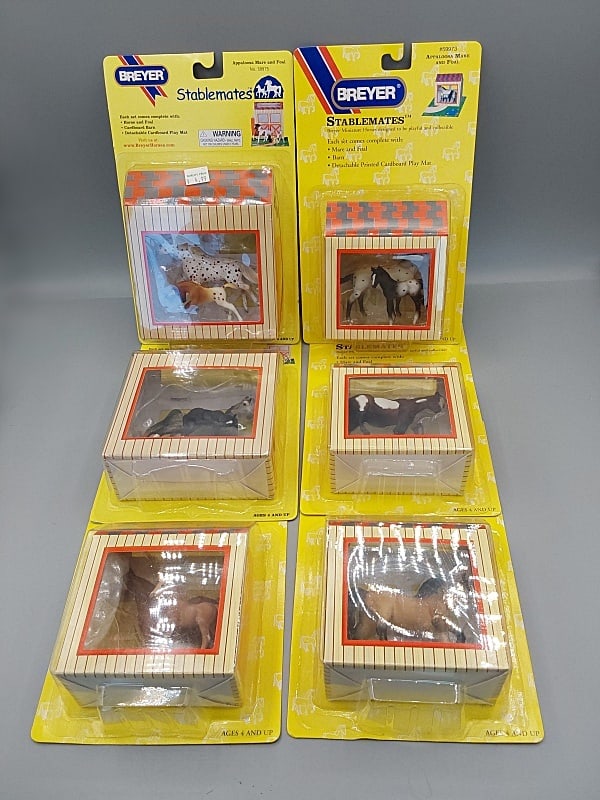 6 Breyer Mare & Foal Stablemates Sets NIP: 6 Breyer Mare & Foal Stablemates Sets NIP. Includes Pinto Mare & Foal #59972; Appaloosa Mare and Foal #59973; Arabian Mare and Foal #59974; Appaloosa Mare and Foal #59975;Morgan Mare and Foal #59971; 