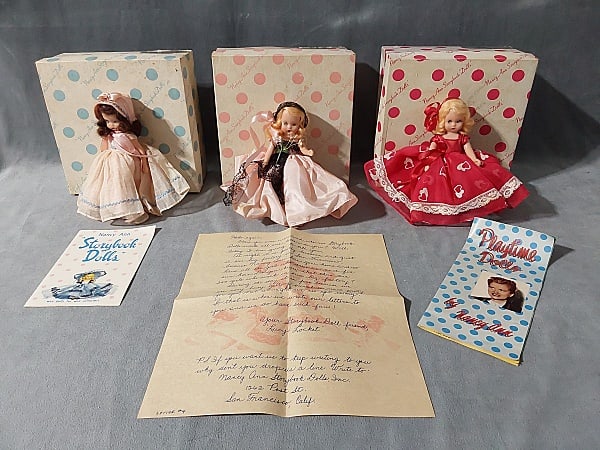 3 Nancy Ann Storybook Dolls - Fairyland: 3 Nancy Ann Storybook Dolls - Fairyland Series. All come in original boxes. Includes Queen of Hearts 157, Beauty from Beauty and the Beast 156, and Mary Had a Little Lamb 152. In good condition with s