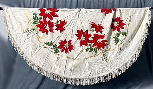 Vintage Printed Round Tablecloth - Poinsettia (1 of 6)