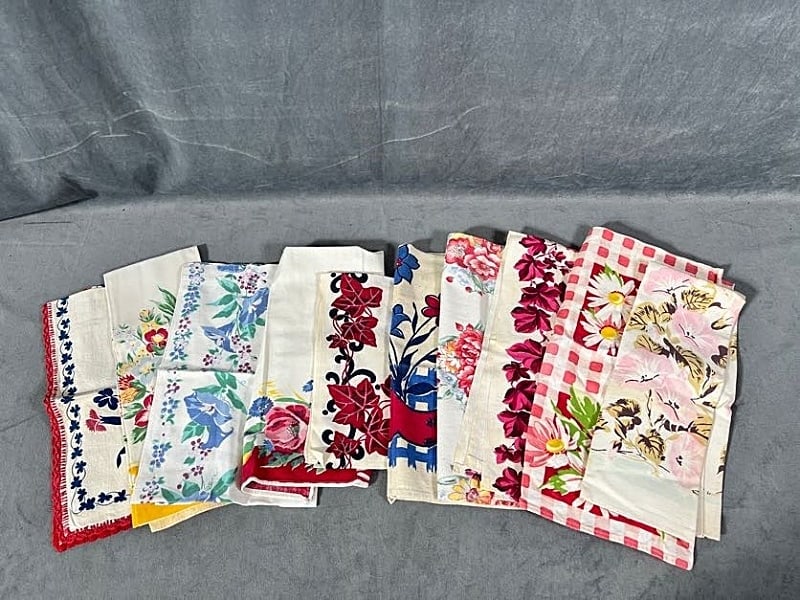 10 Vintage Printed Dish Towels - Floral Group G (1 of 20)