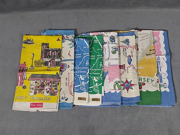 8 Vintage Printed Cotton Dish Towels - Souvenir (1 of 10)