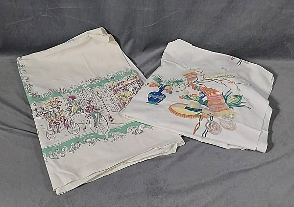 2 Vintage Printed Cotton Tablecloths - Scenic (1 of 18)