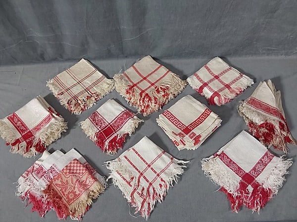Antique Turkey Red Damask Linen Napkins (1 of 20)