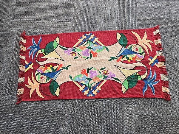 Vintage Abstract Floral Needlepoint Rug (1 of 8)