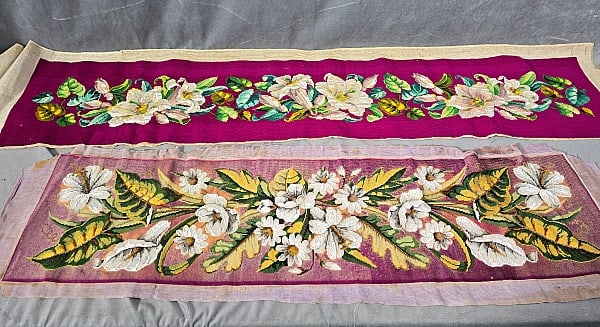 2 Antique Beadwork and Needlepoint Panels -White Flowers (1 of 15)