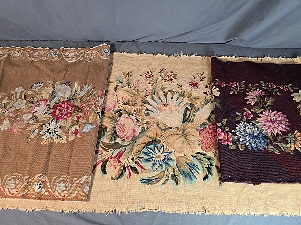 3 Salvaged Antique Embroidered Bench Covers (1 of 20)