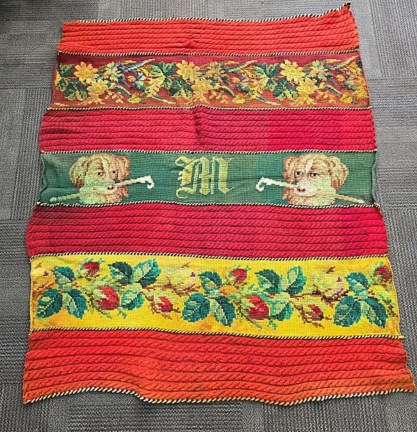 Antique Victorian Embroidered Carriage Blanket - Dogs (1 of 15)