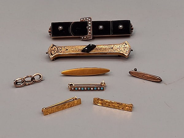 8, 19th and 20th Century 10K Bar Pins (1 of 11)
