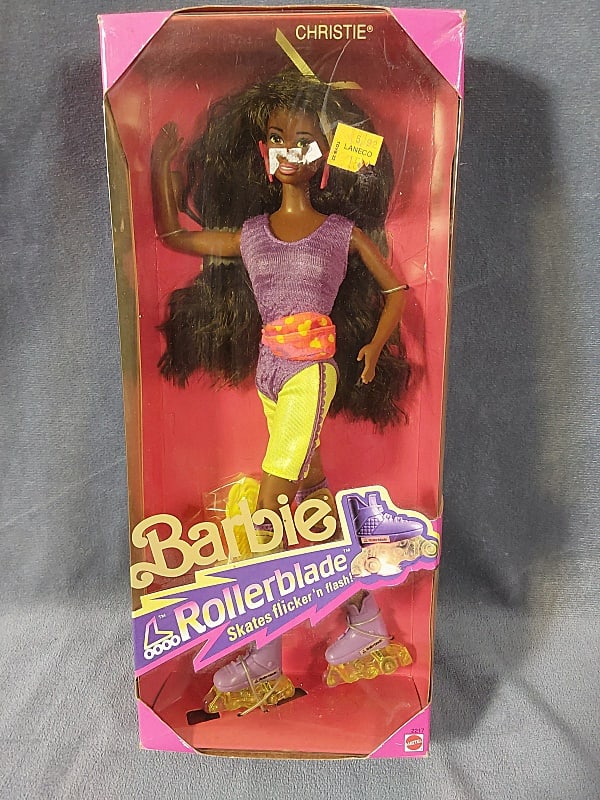Christie - Rollerblade Barbie Doll: Christie Rollerblade, Skates flicker 'n flash! {Barbie Friend), c1991. In original box, some box wear on edges, If you have any doubt, please ask questions! We will provide extra pictures, or can sche