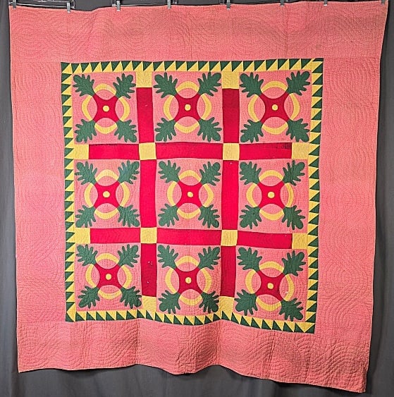 Antique c1850Feather Star Crib Quilt - AQSG (1 of 11)