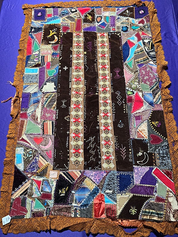 Antique Crazy Quilt with Needlepoint (1 of 12)