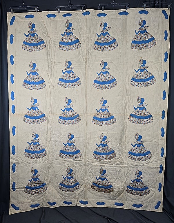 Vintage c1940 Colonial Ladies Quilt (1 of 10)