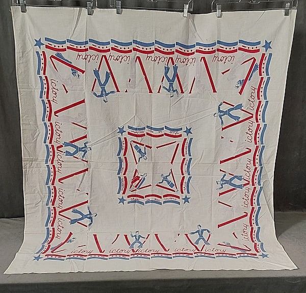 Vintage WW2 Victory Cotton Tablecloth (1 of 7)