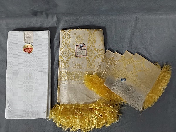 2 Vintage Woven Tablecloths-Damask and more (1 of 11)