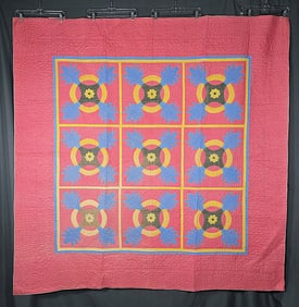 Antique c1900 Oak Leaf and Reel Quilt - PA